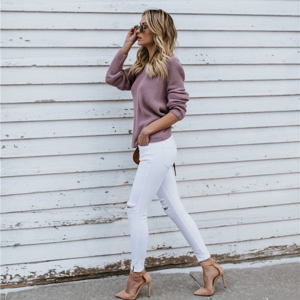 Purple Twisted Knit Sweater - Picture 3 of 6